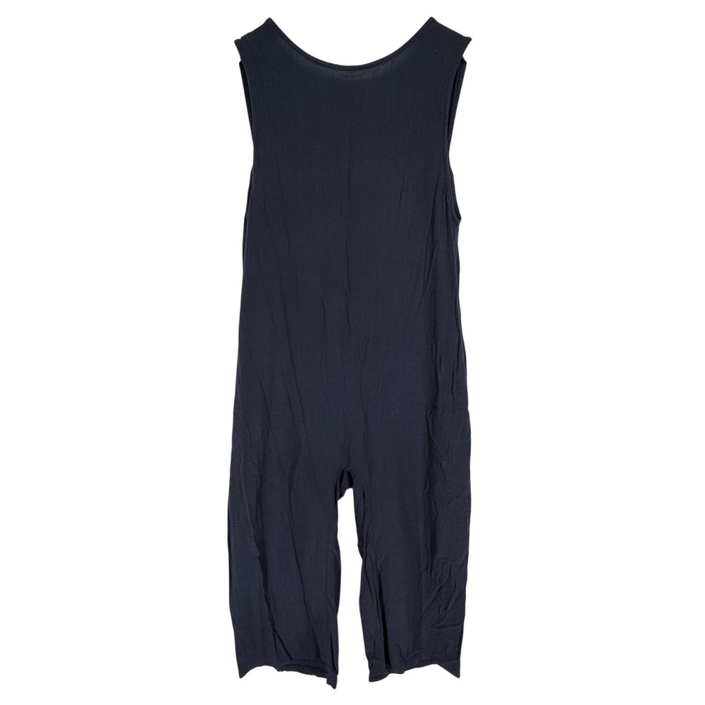 Petal Pup Charcoal‎ Black Linen Blend Open Back Wide Leg Jumpsuit 4 Oversized